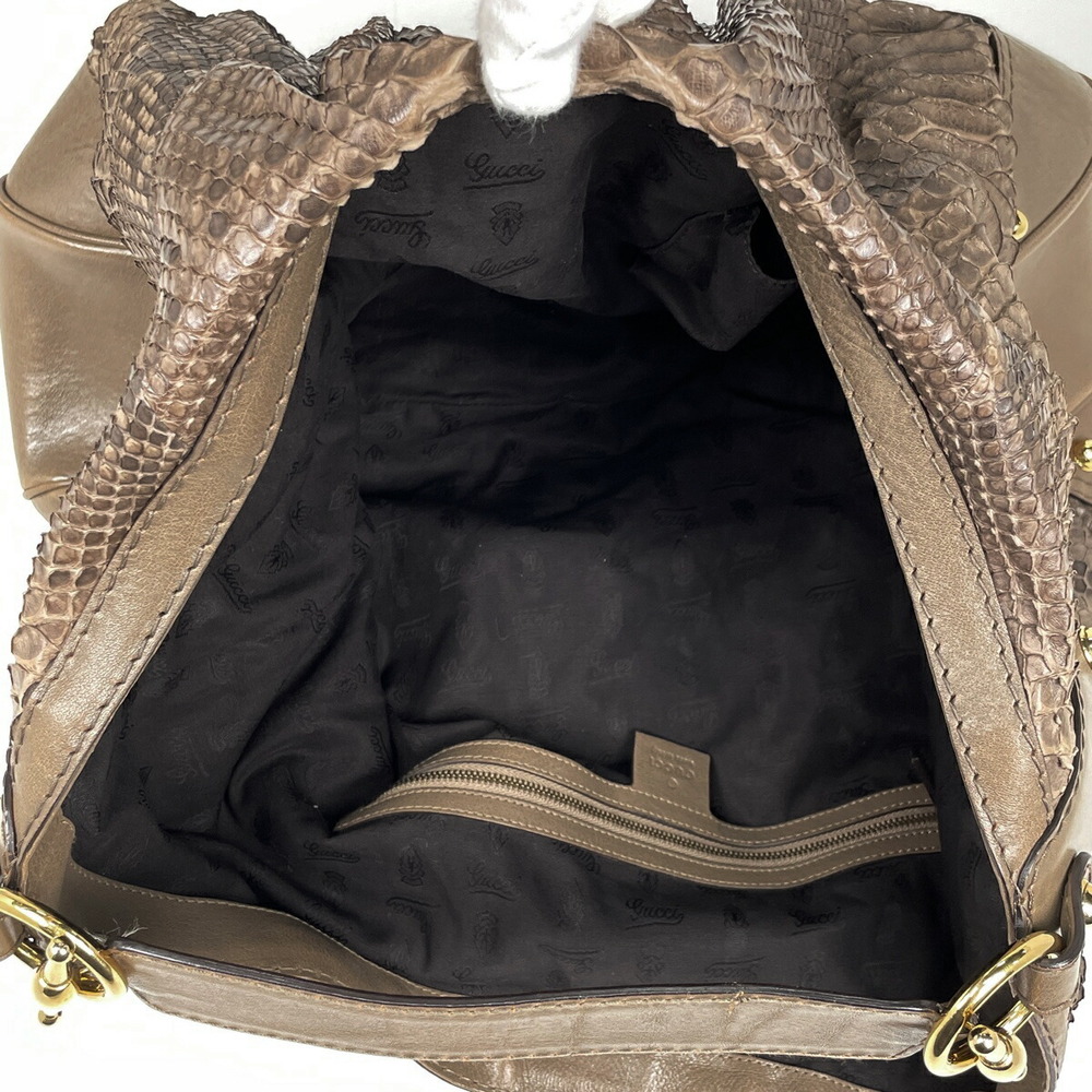 Gucci Shoulder Bag Brown Python Leather - image 8